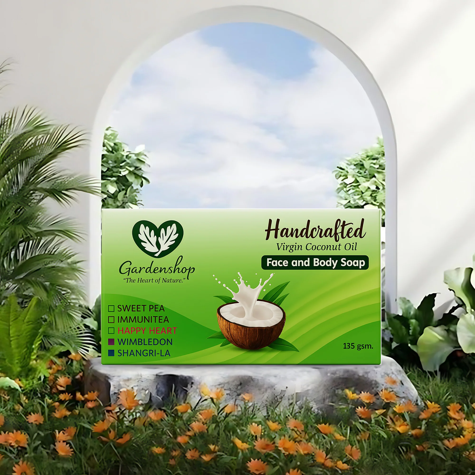 GardenShop Handcrafted Virgin Coconut Oil Face & Body Soap – 135g (Happy Heart) - Image 7