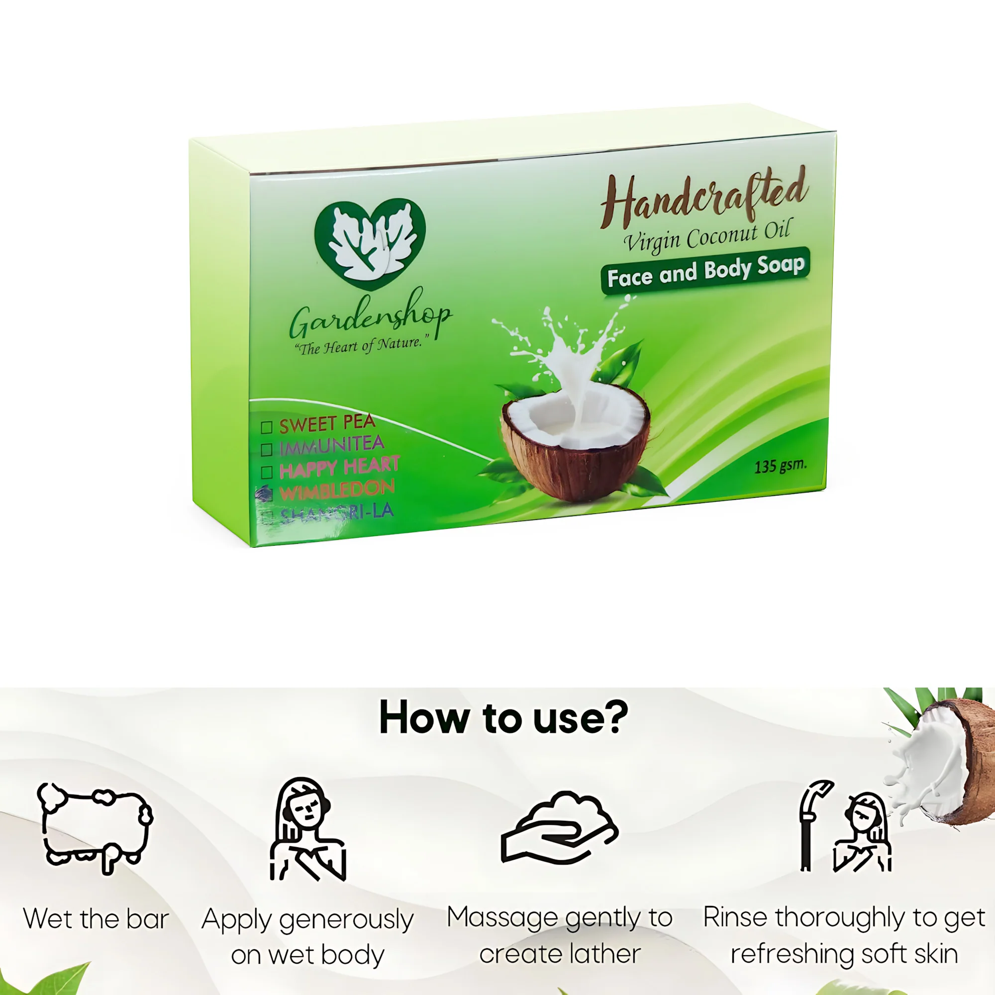 GardenShop Handcrafted Virgin Coconut Oil Face & Body Soap – 135g (Happy Heart) - Image 11