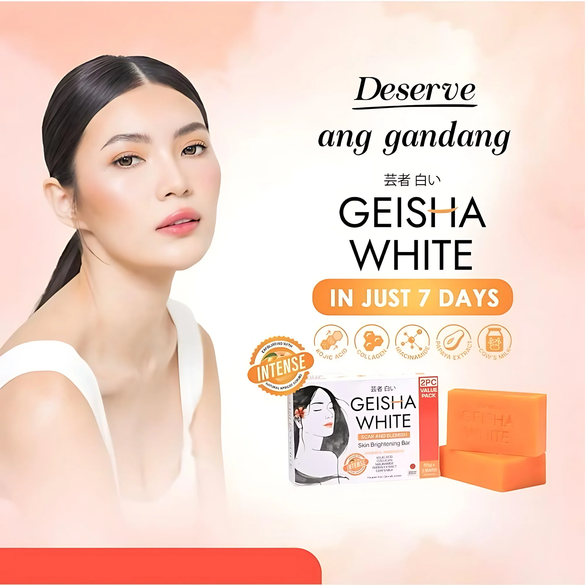 Geisha Soap White INTENSE Scar and Blemish Skin Brightening Bar – 65g x 3 - Image 4
