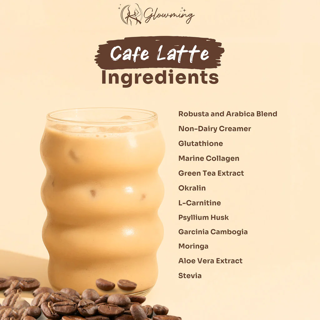 Glowming Cafe Latte Coffee Powder Drink Mix – 200g - Image 6