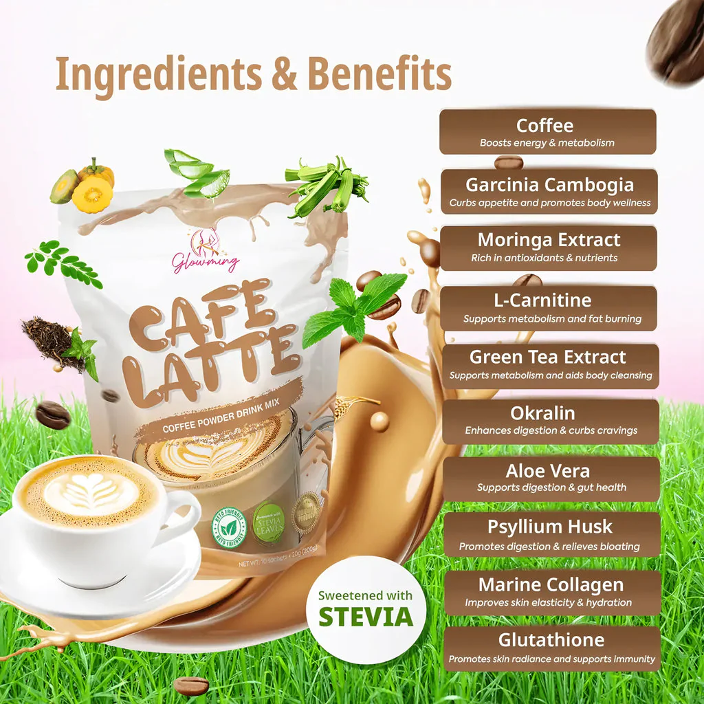 Glowming Cafe Latte Coffee Powder Drink Mix – 200g - Image 8