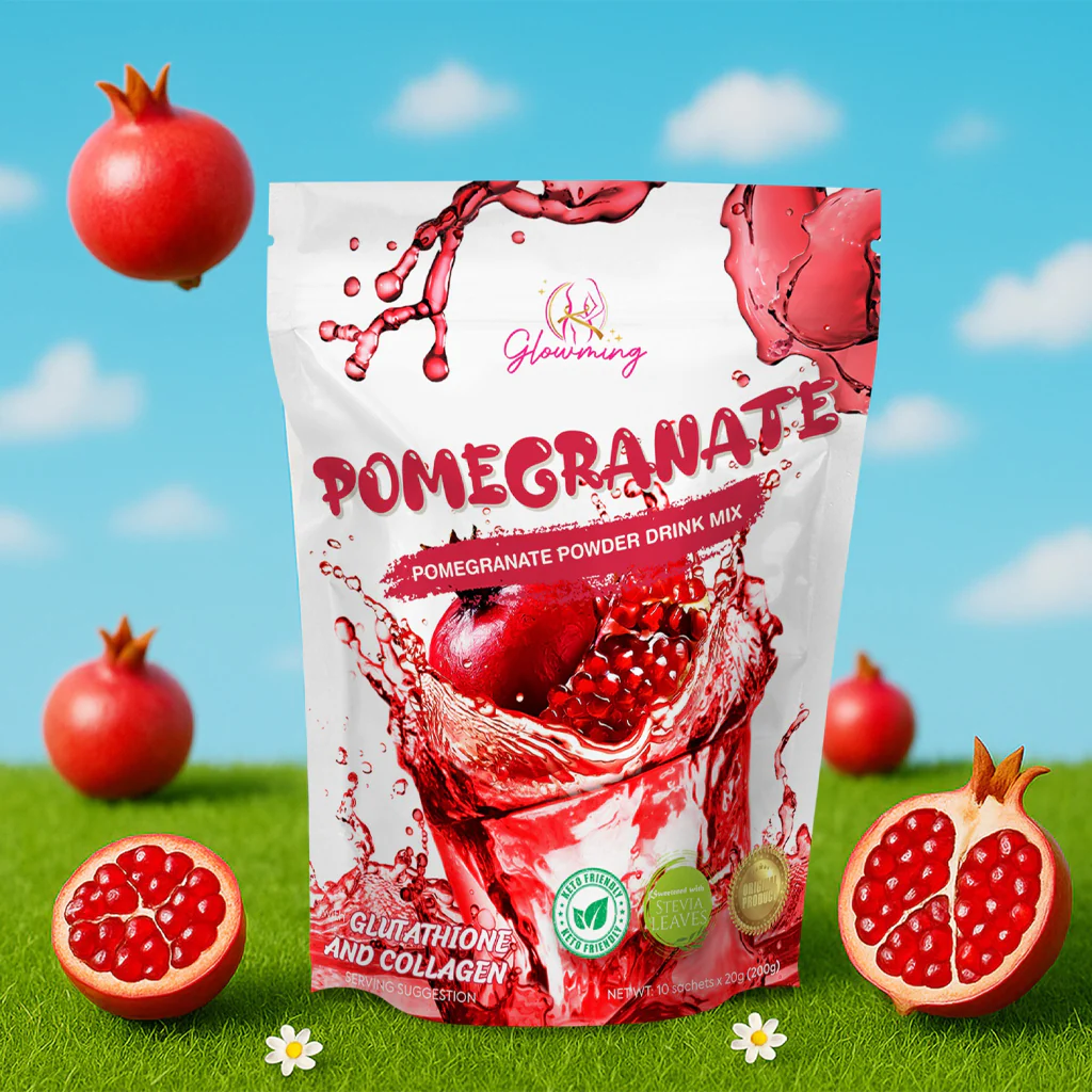 Glowming Pomegranate With Glutathione & Collagen Powder Drink Mix  – 20g x 10 Sachets - Image 6