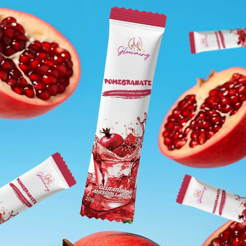 Glowming Pomegranate With Glutathione & Collagen Powder Drink Mix  – 20g x 10 Sachets - Image 7