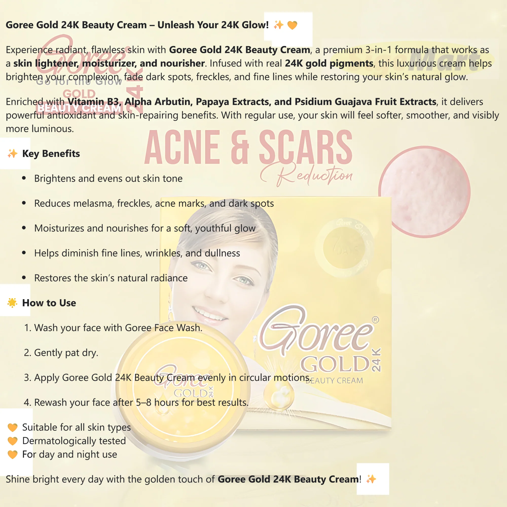 Goree Gold 24k Beauty Cream - 17gm - Image 13