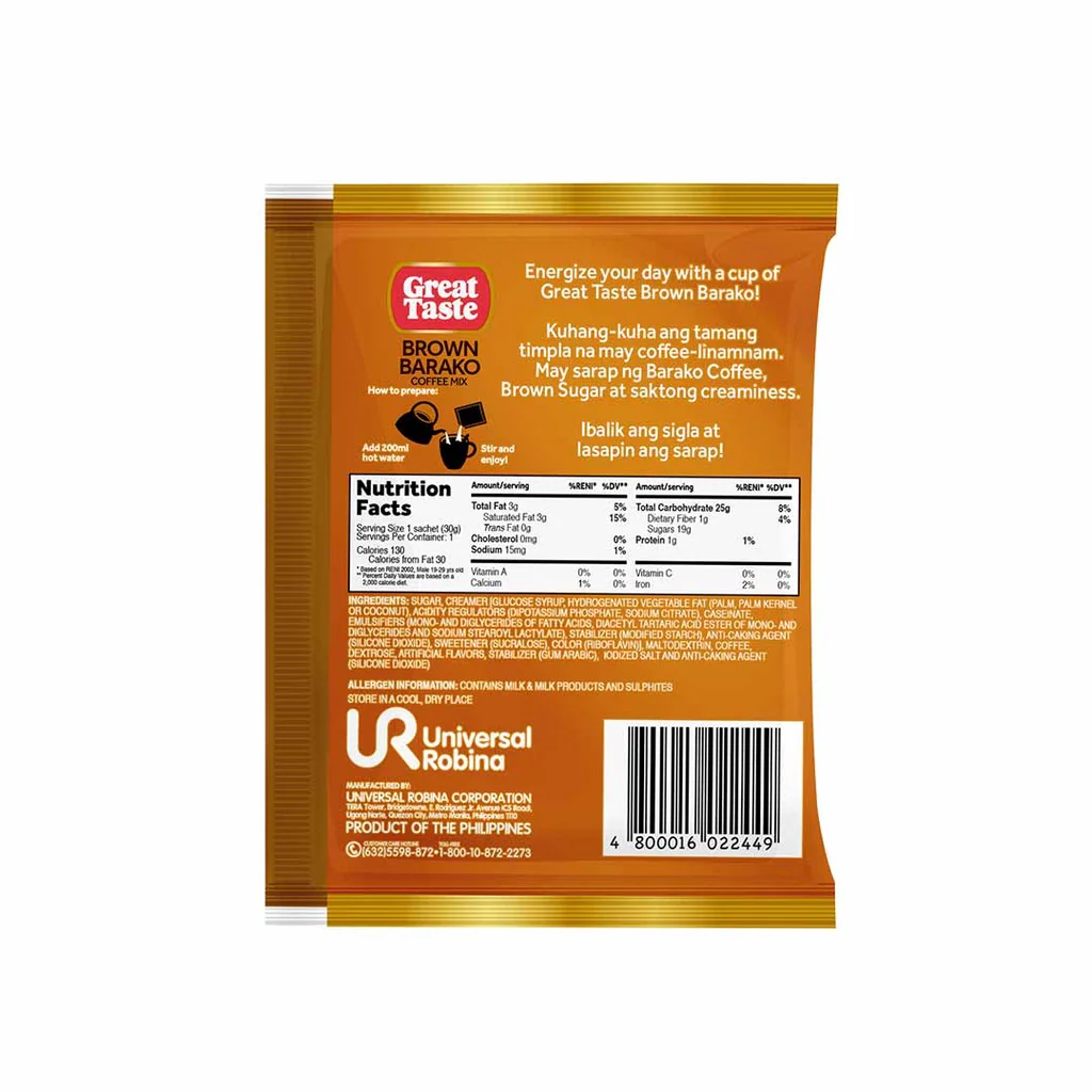 Great Taste Brown Barako Coffee Mix - 30g X 10 Sachets - Image 4