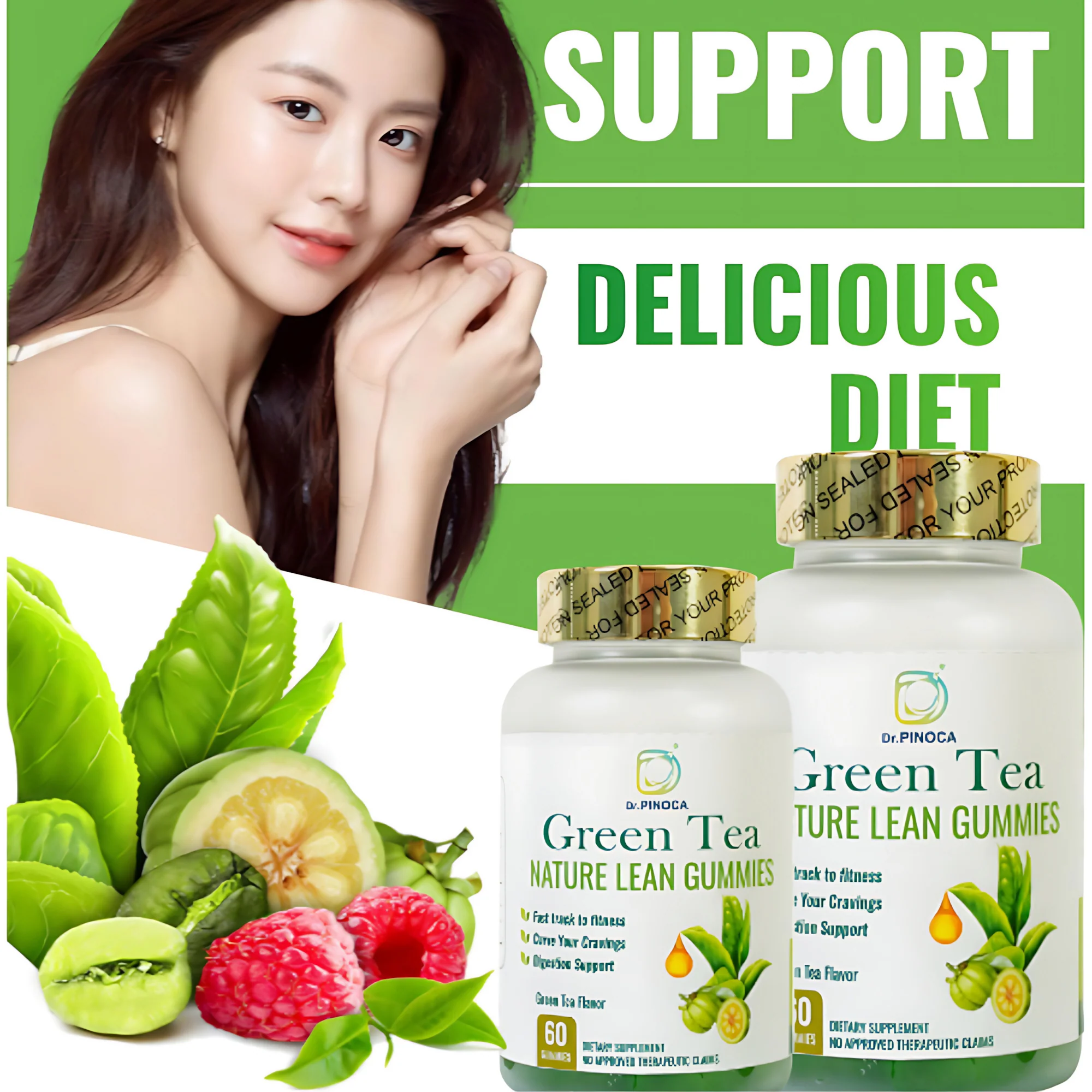 Dr. Pinoca Green Tea Nature Lean Gummies – 60 Gummies - Image 2