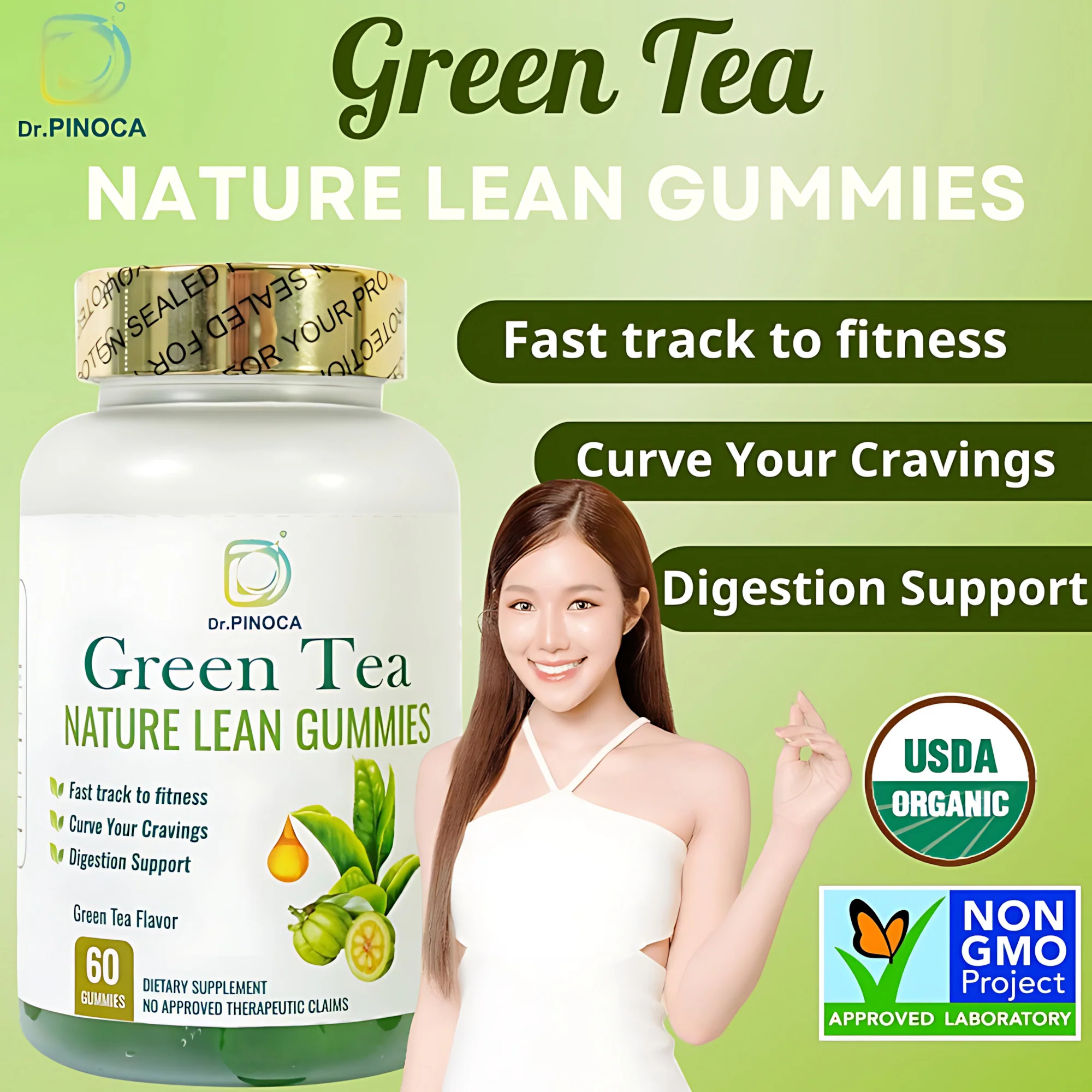 Dr. Pinoca Green Tea Nature Lean Gummies – 60 Gummies - Image 5