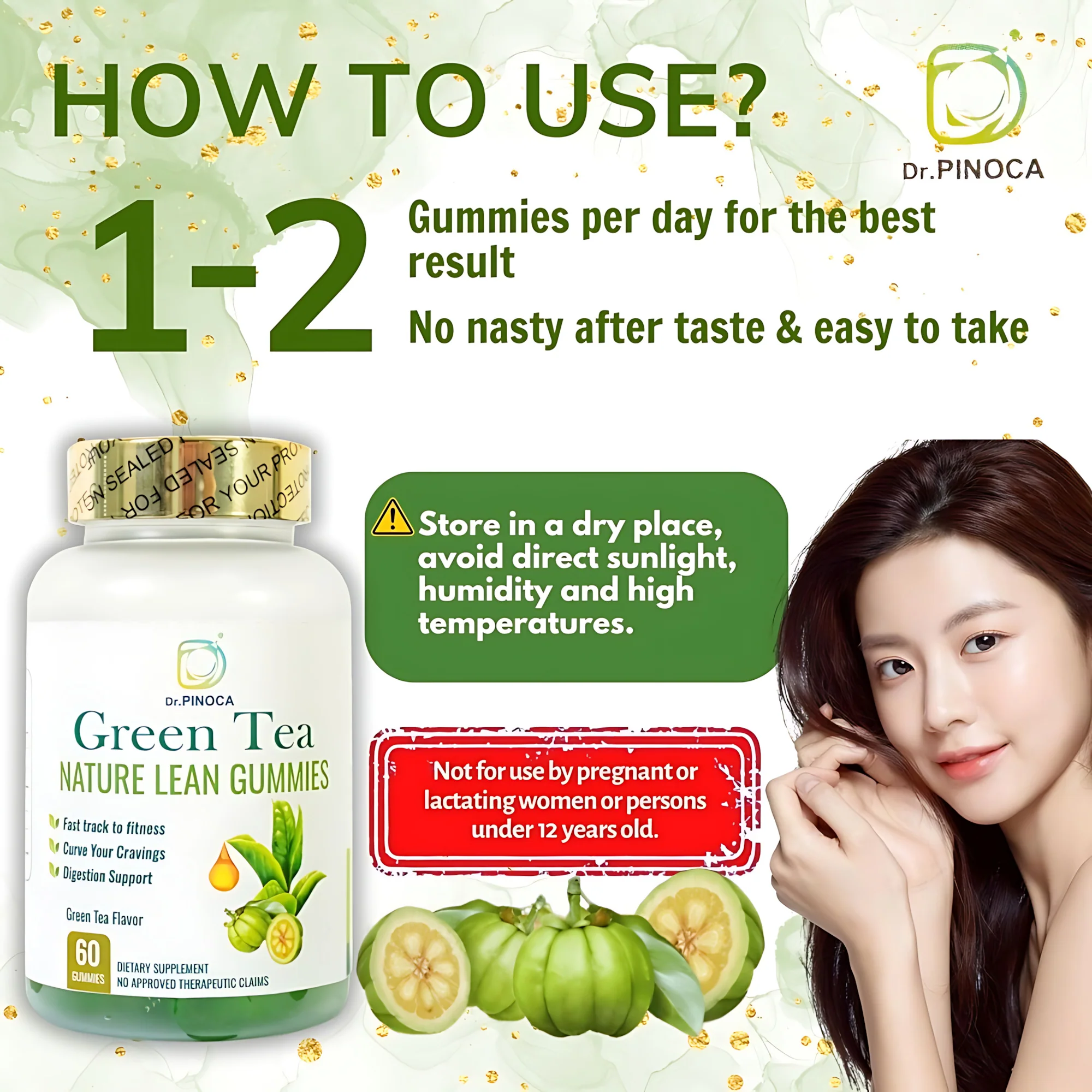 Dr. Pinoca Green Tea Nature Lean Gummies – 60 Gummies - Image 6