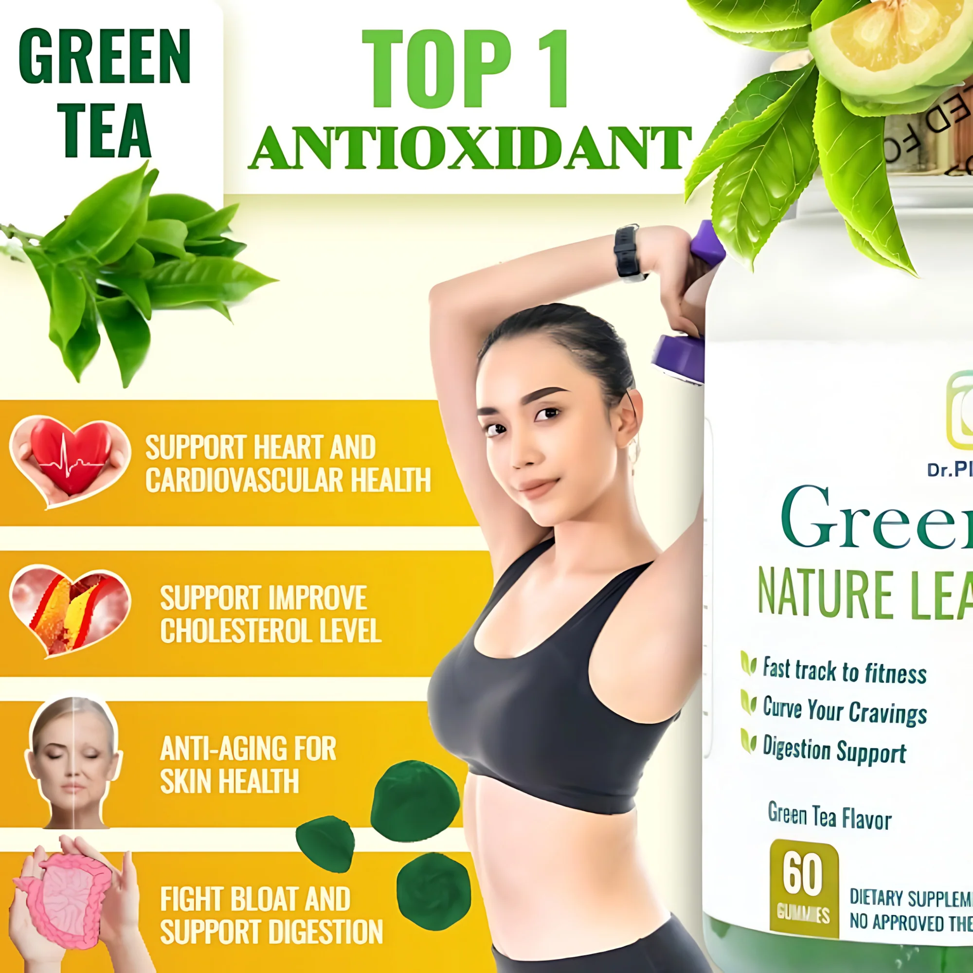 Dr. Pinoca Green Tea Nature Lean Gummies – 60 Gummies - Image 7