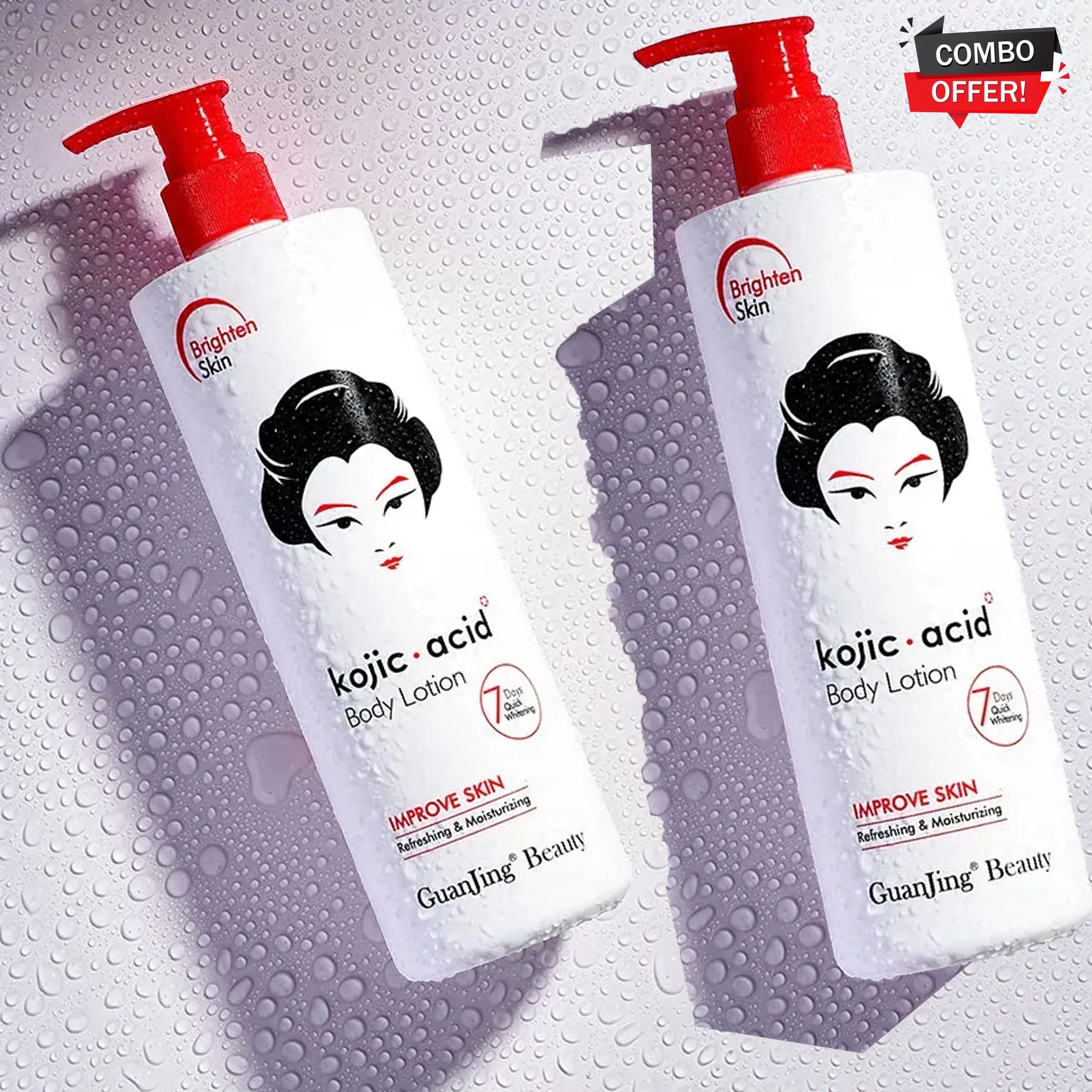 Guanjing Beauty Kojic Acid Moisturizing Body Lotion – 480g (2-Pack Combo)