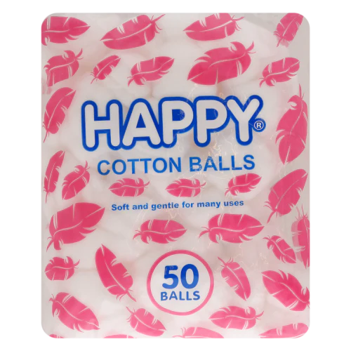 Happy Cotton Balls Soft And Gentle For Many Uses - 50 Balls