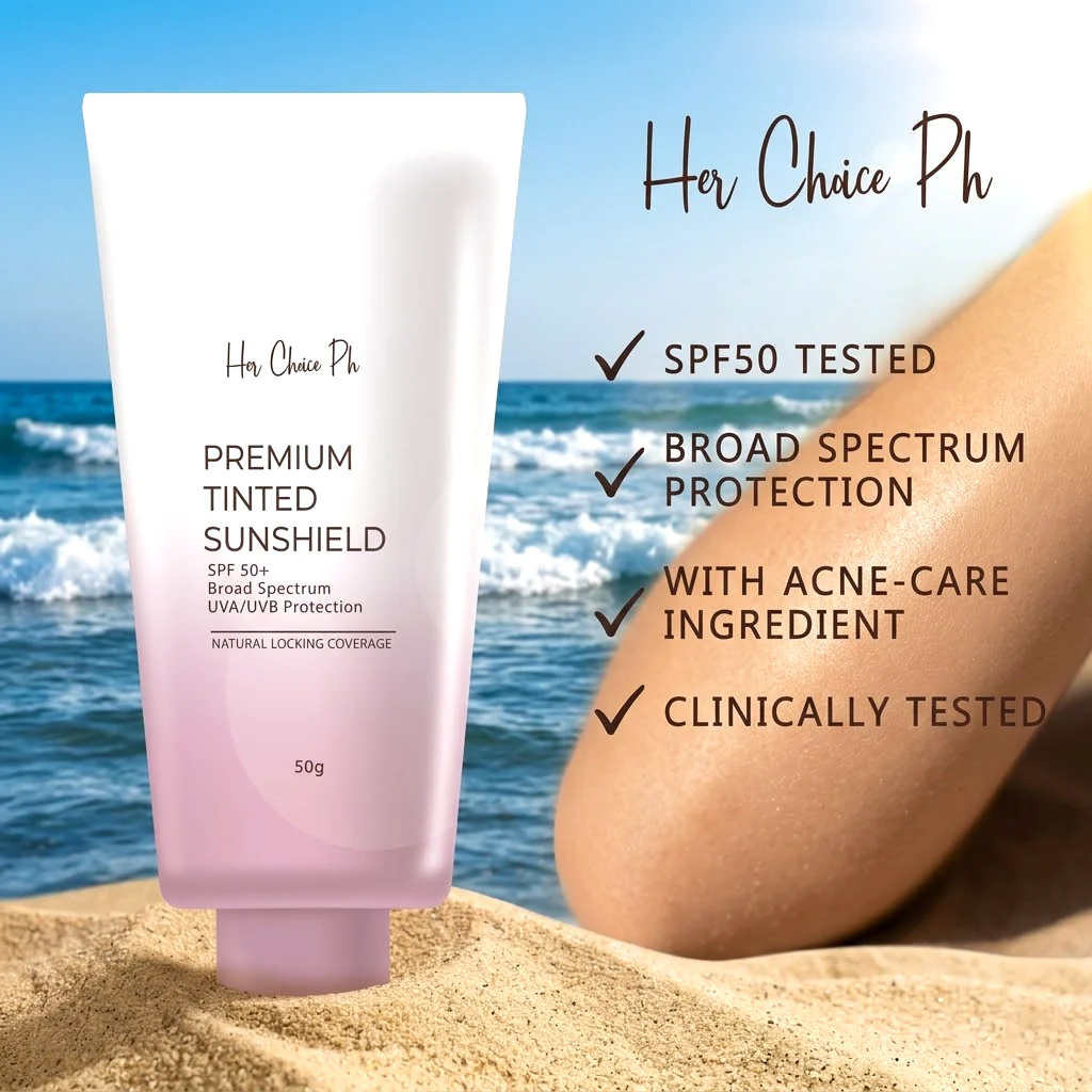 Her Choice PH Premium Tinted Sunshield SPF50 PA++++ – 50g - Image 6