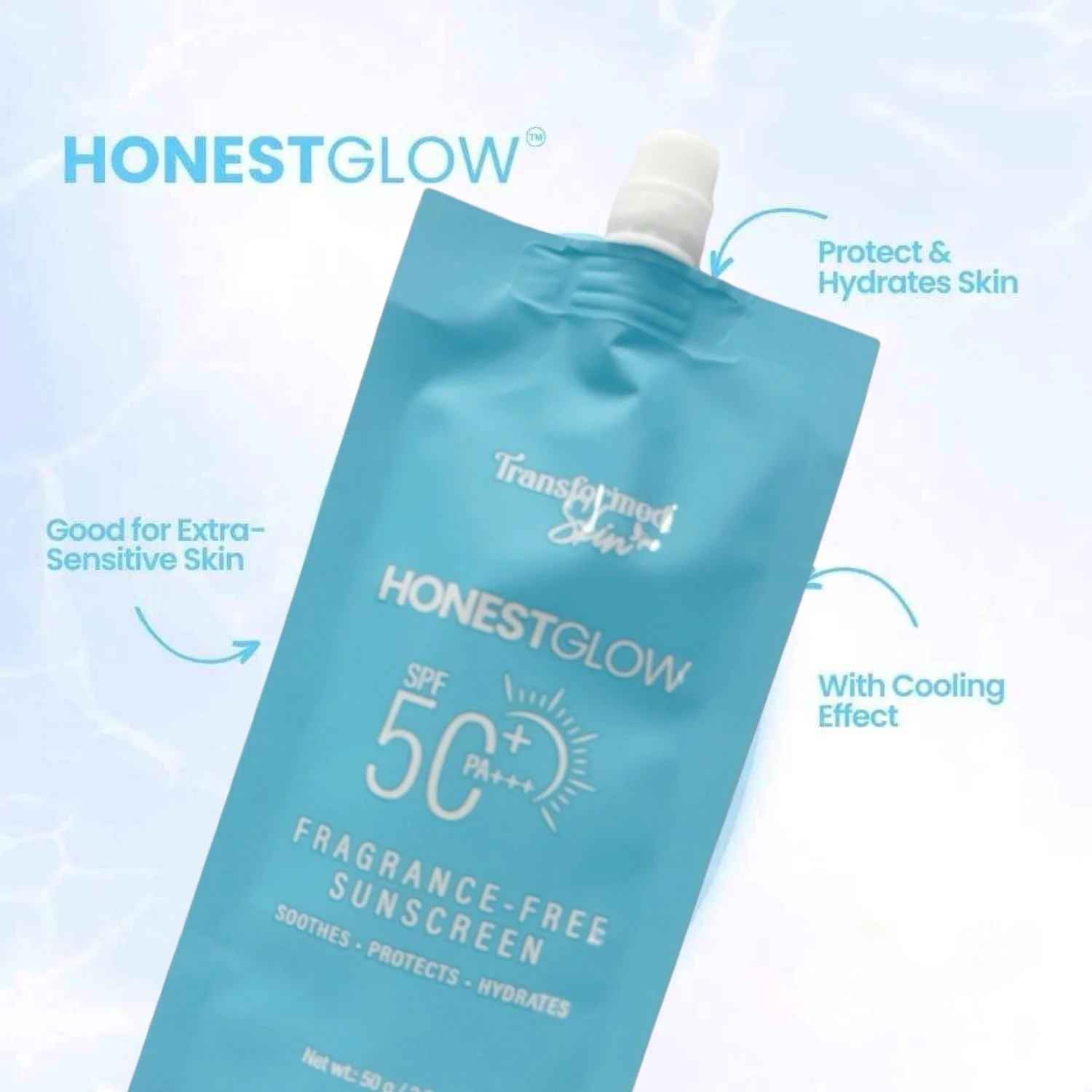 Honest Glow SPF50+ PA+++ Fragrance Free Sunscreen  - 50g - Image 3