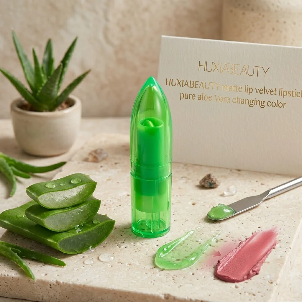 Huxiabeauty Matte Lip Velvet Lipstick – 99% Pure Aloe Vera Color-Changing Lipstick - Image 5
