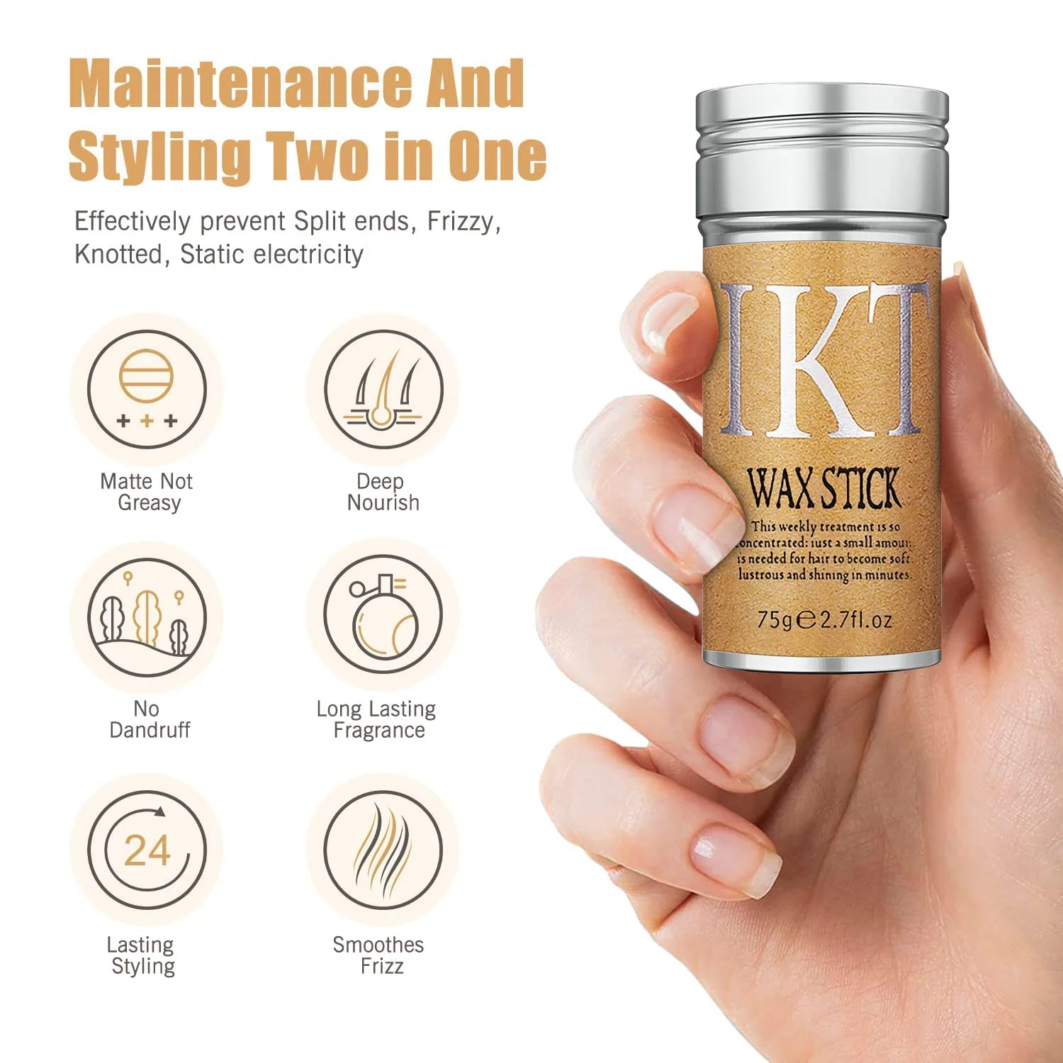 IKT Hair Wax Stick For Soft & Sorted Hair - 75g - Image 5