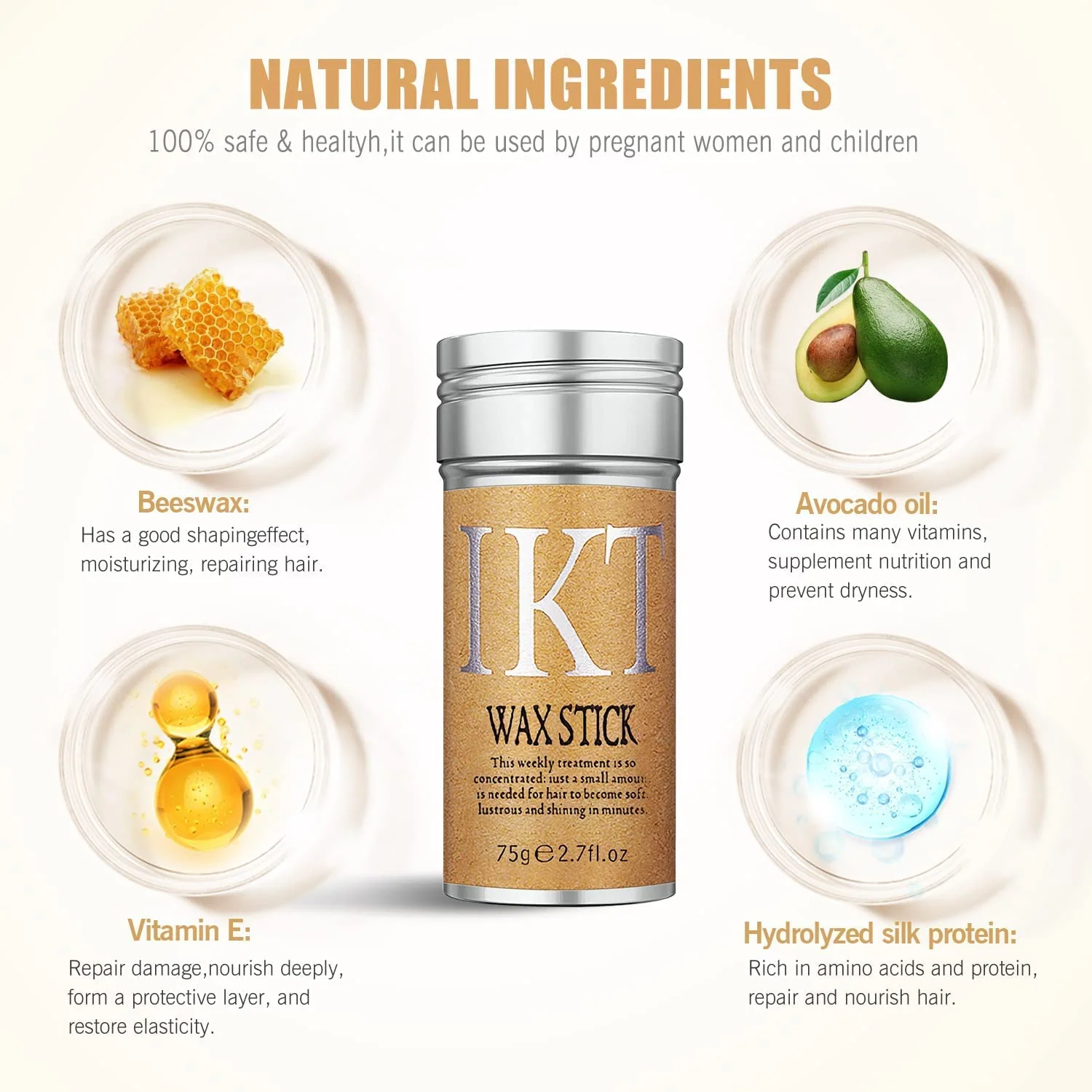 IKT Hair Wax Stick For Soft & Sorted Hair - 75g - Image 7