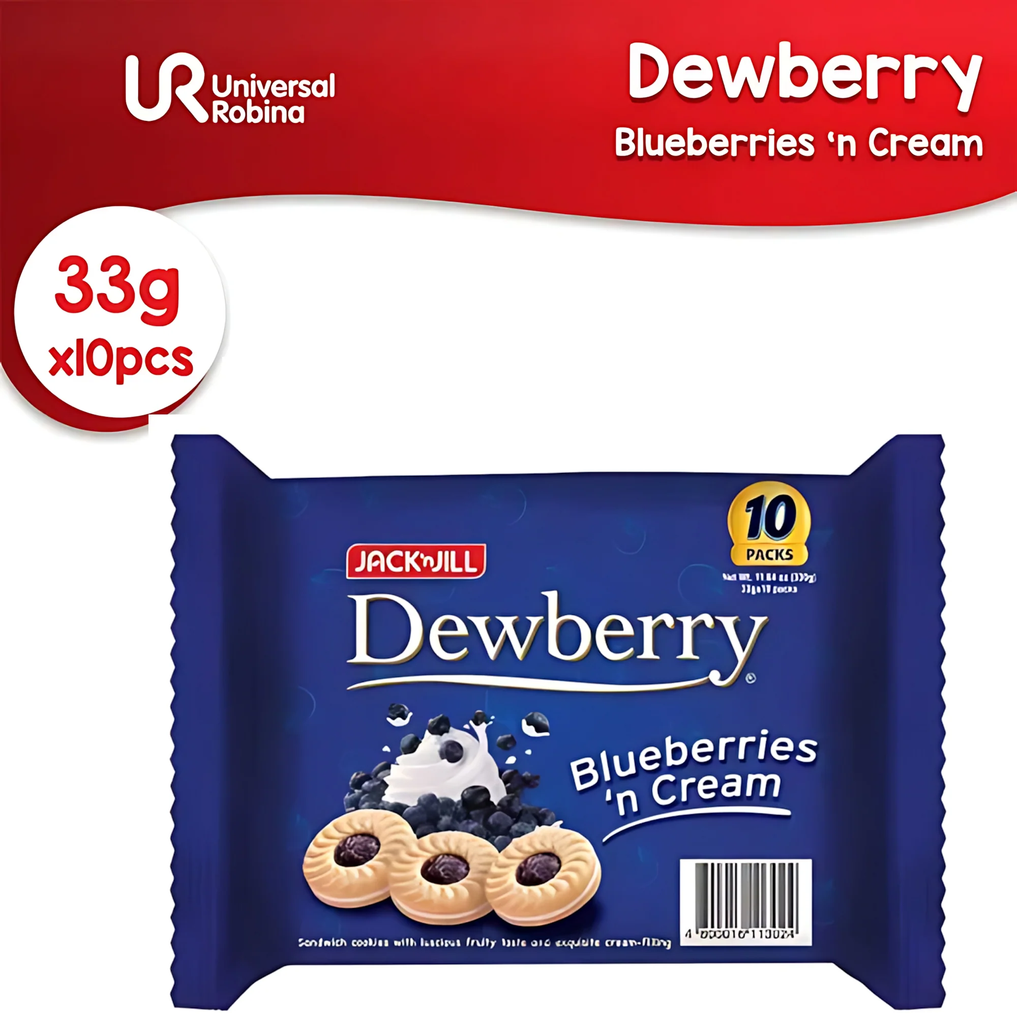 Jack ‘n Jill Dewberry Blueberries ’n Cream Biscuits – 10 x 33g Packs (330g Total) - Image 2