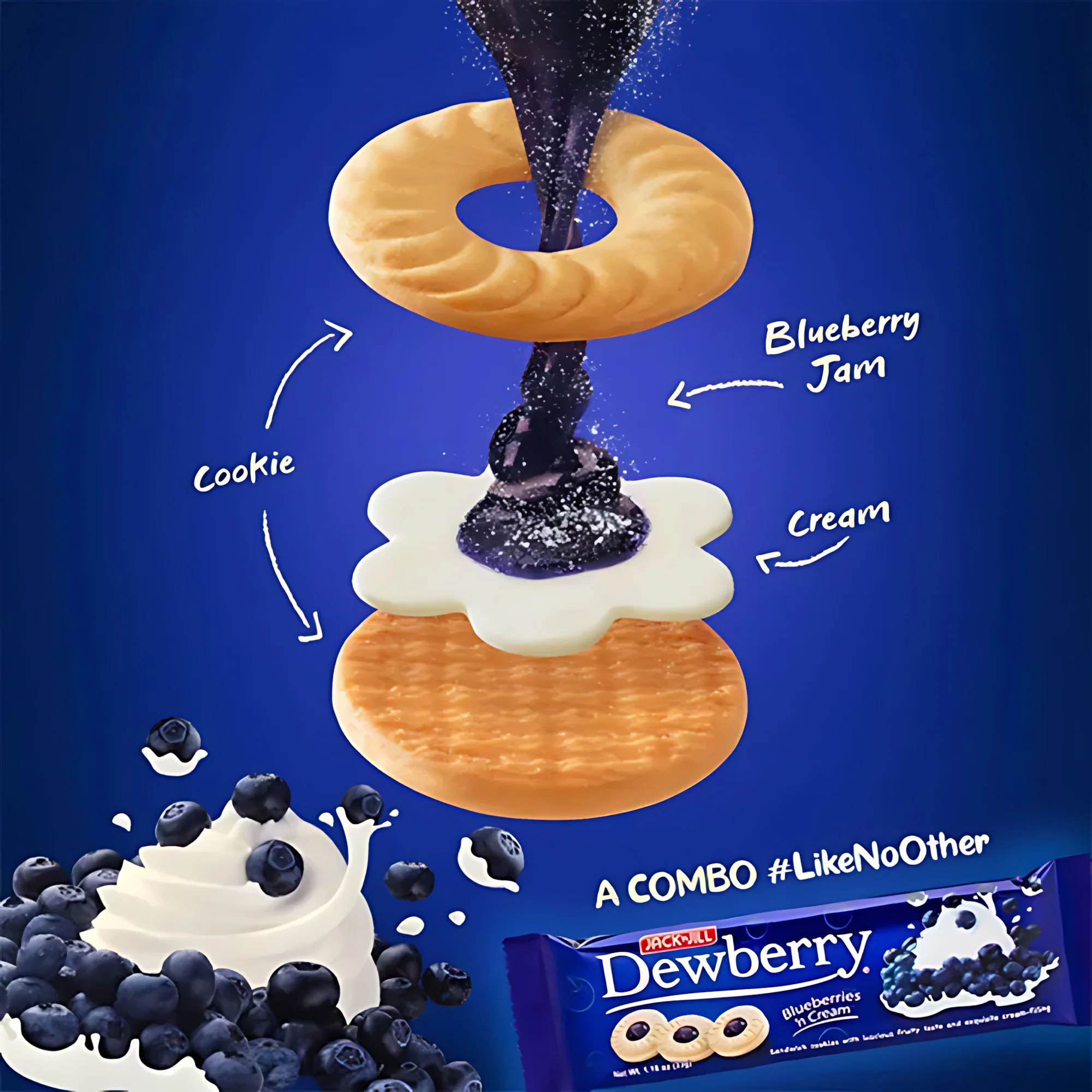 Jack ‘n Jill Dewberry Blueberries ’n Cream Biscuits – 10 x 33g Packs (330g Total) - Image 3