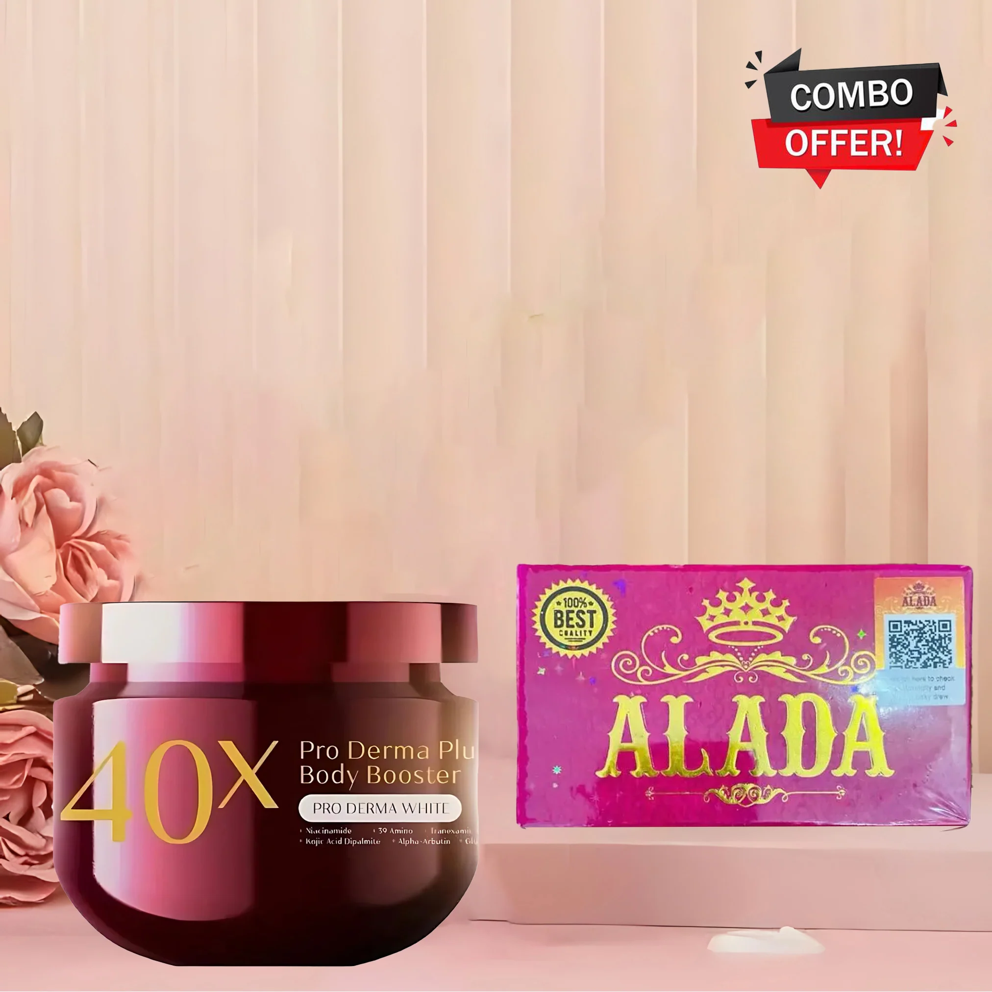 Jennie Moon 40x Pro Derma Plus Body Booster – 250g & Alada Instant Whitening Soap – 160g Combo Pack - Image 2