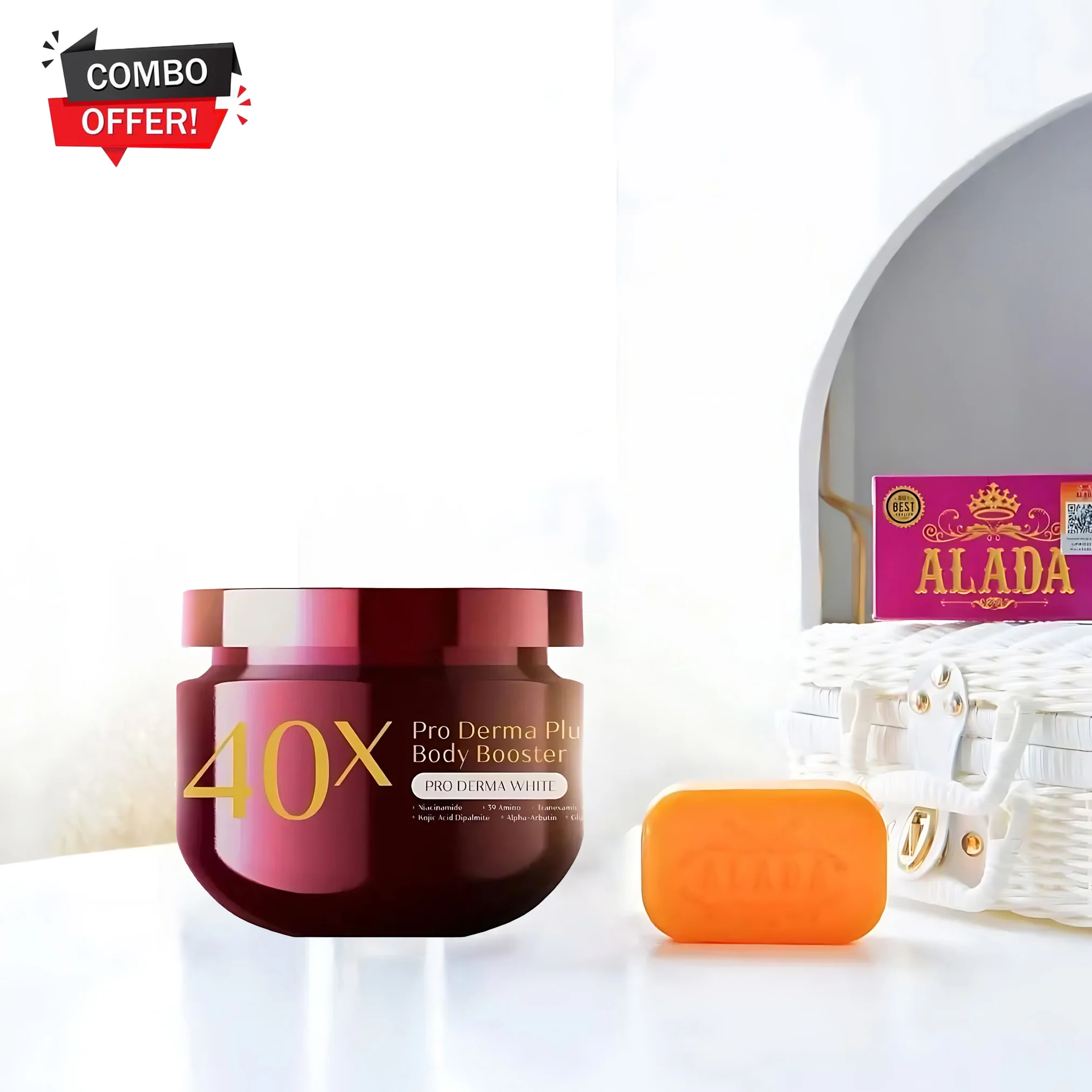 Jennie Moon 40x Pro Derma Plus Body Booster – 250g & Alada Instant Whitening Soap – 160g Combo Pack - Image 3