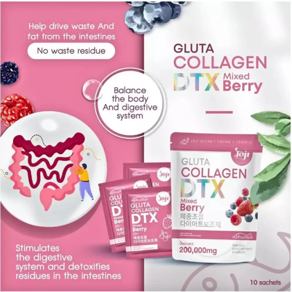 JOJI Gluta Collagen DTX+ Mixed Berry 200,000mg Diet Powder - 20g×10 Sachet - Image 6