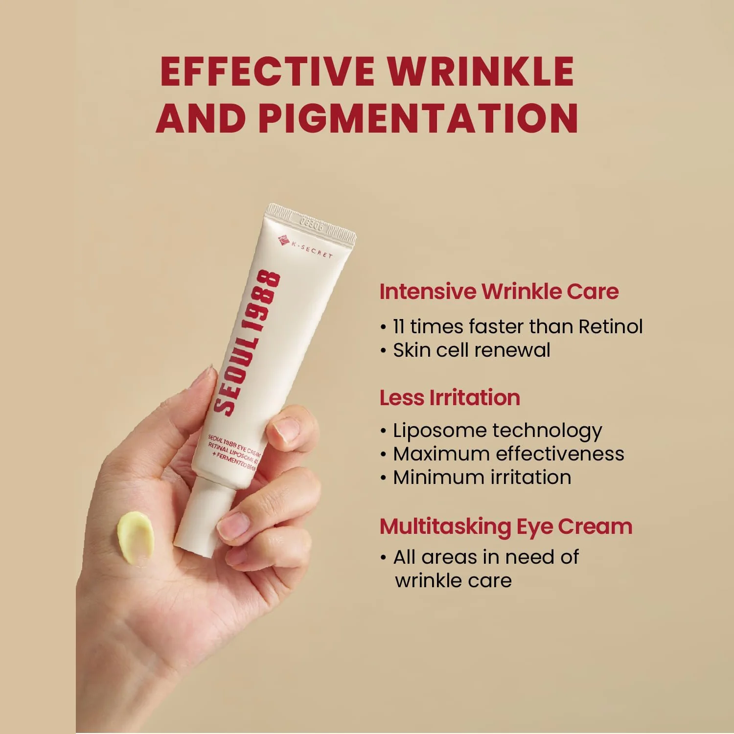 K-SECRET SEOUL 1988 Eye Cream – Retinal Liposome 4% + Fermented Bean – 30ml - Image 5