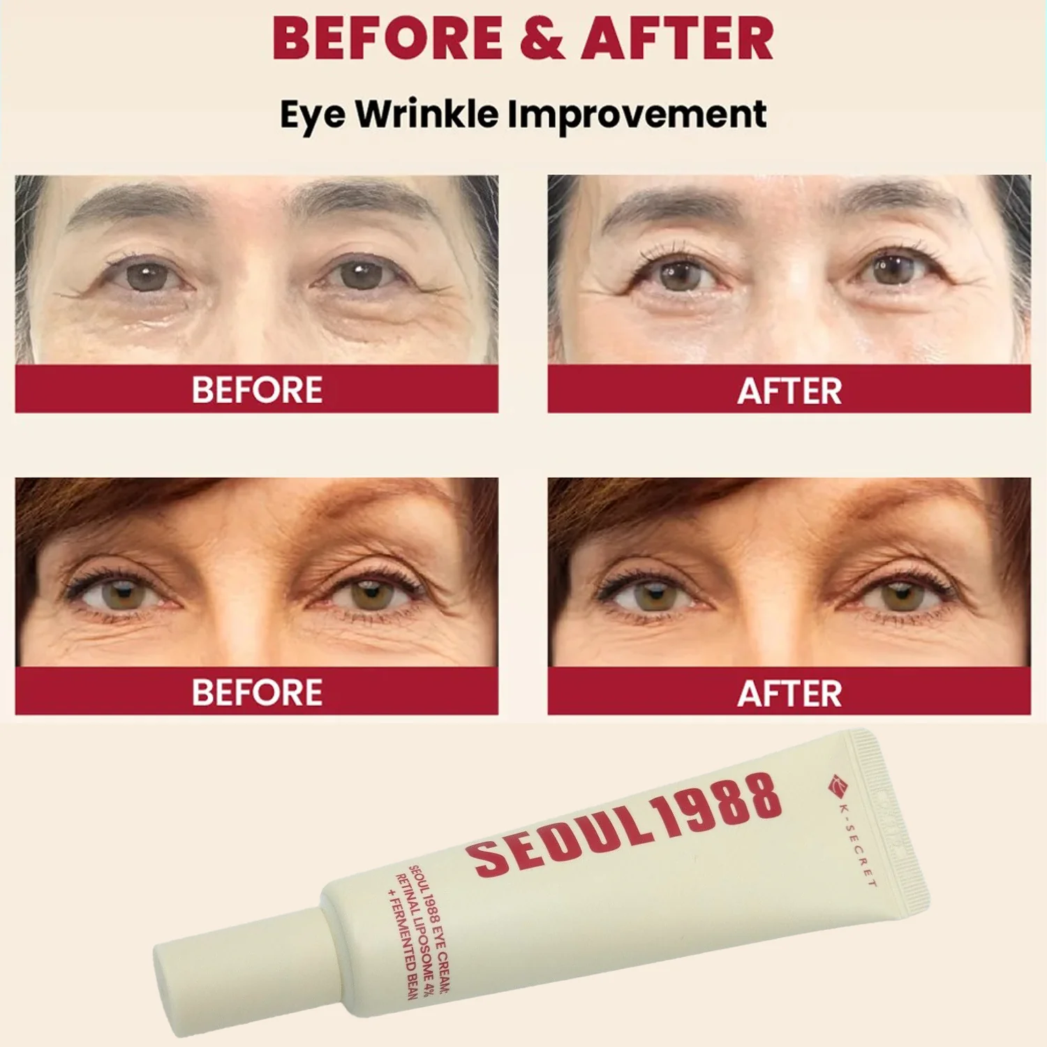 K-SECRET SEOUL 1988 Eye Cream – Retinal Liposome 4% + Fermented Bean – 30ml - Image 7