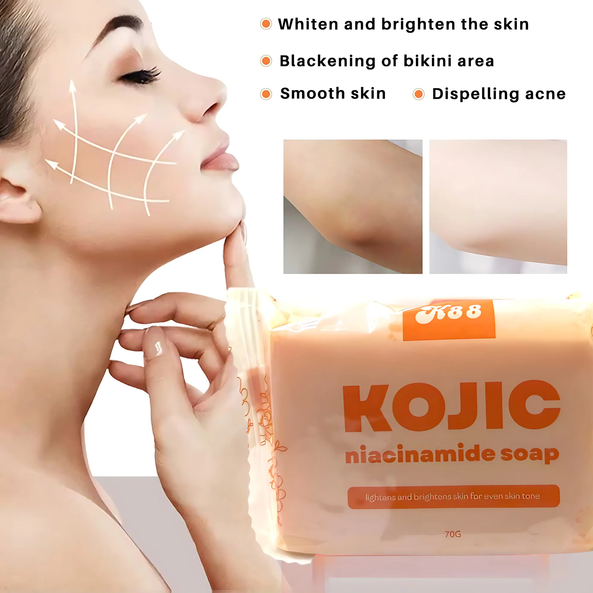K88 Kojic Niacinamide Soap – Skin Brightening & Even-Tone Formula (70g) - Image 4