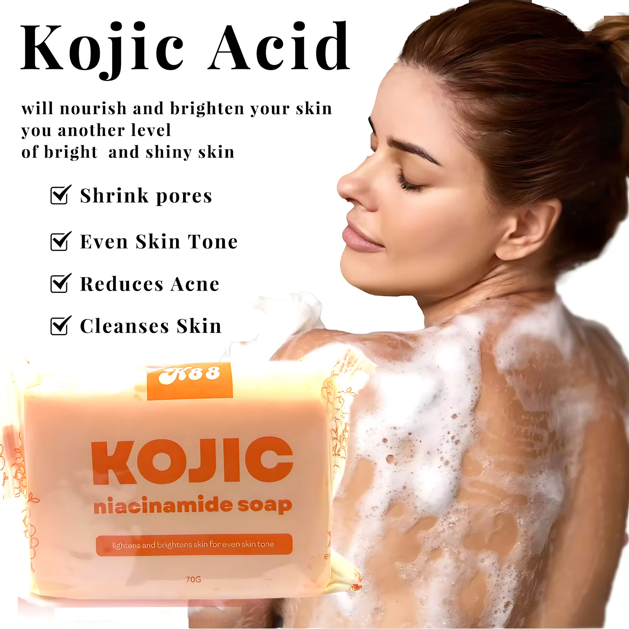 K88 Kojic Niacinamide Soap – Skin Brightening & Even-Tone Formula (70g) - Image 6