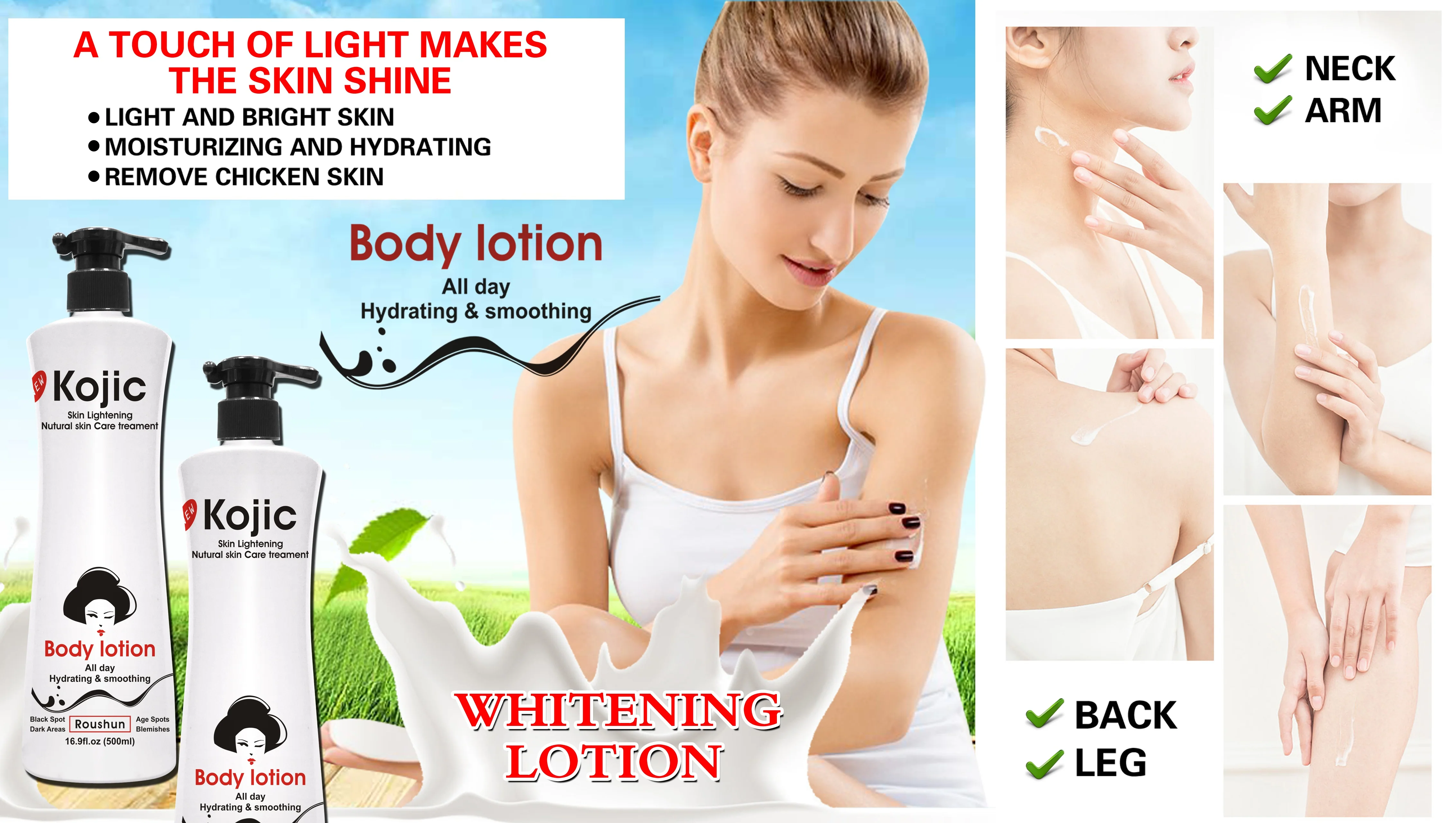 Kojic Skin Lightening Natural Skin Care Treatment  All Day Hydrating & Smoothing Body Lotion  -500ml - Image 2