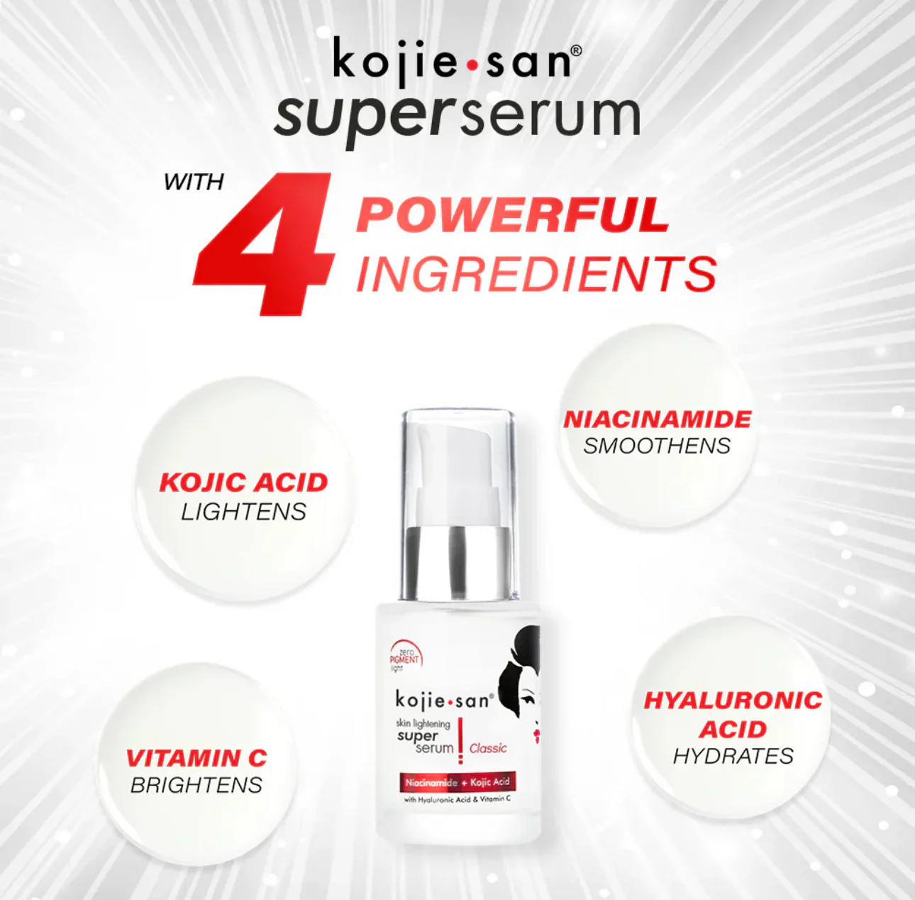 Kojie San Skin Lightening Super Serum Classic (Niacinamide + Kojic Acid with Hyaluronic & Vit C) - 30ml - Image 2