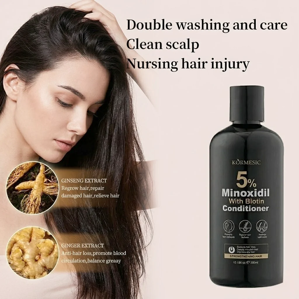 KORMESIC 5% Minoxidil with Biotin Hair Care Set (Shampoo & Conditioner) - 300ml Each - Image 12