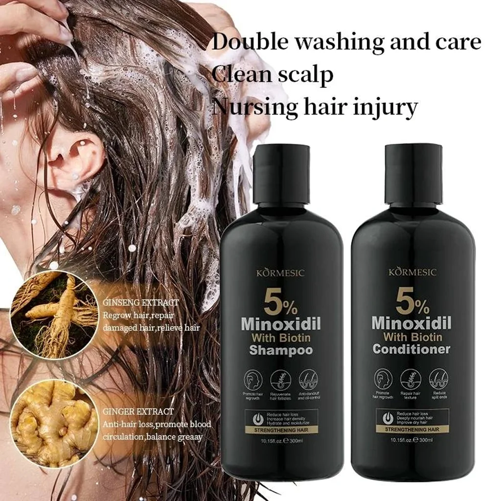 KORMESIC 5% Minoxidil with Biotin Hair Care Set (Shampoo & Conditioner) - 300ml Each - Image 2