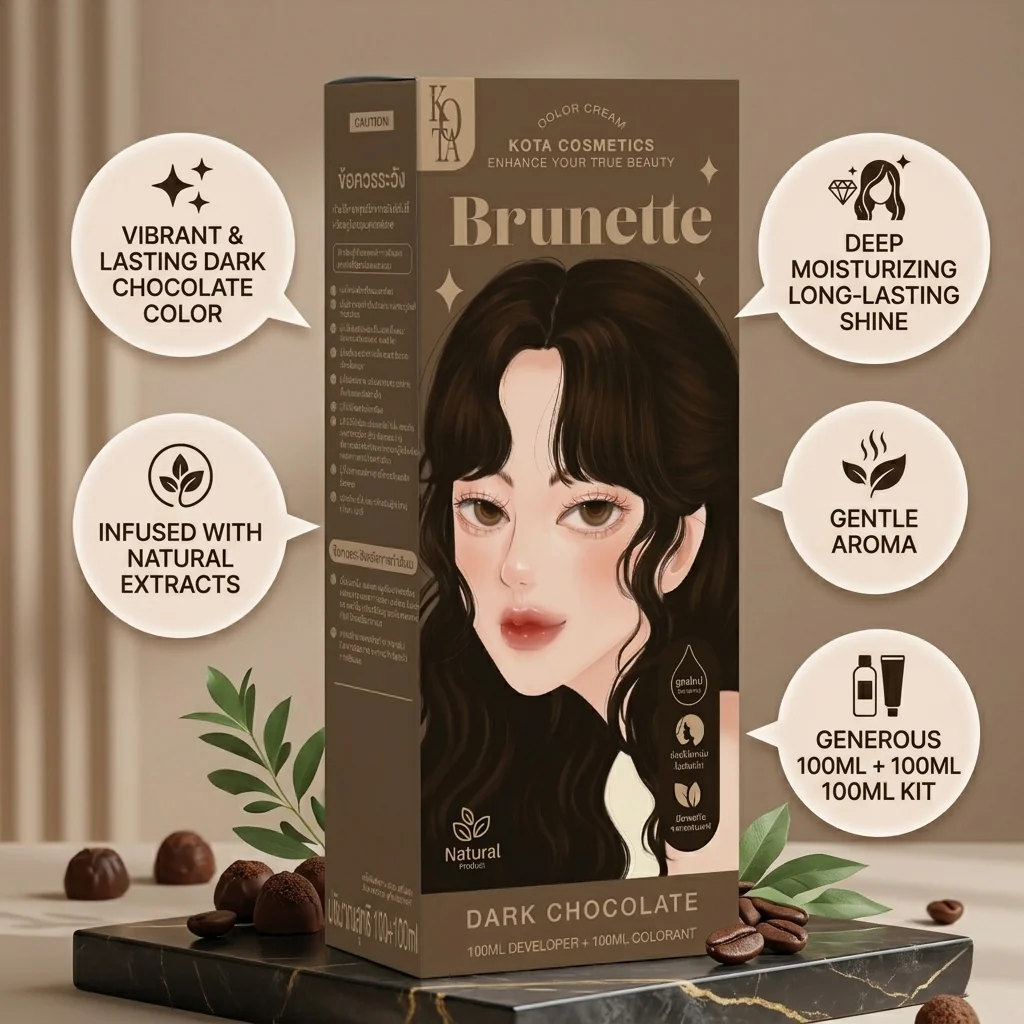 Kota Cosmetics Brunette Hair Color – Dark Chocolate (100ml) - Image 3