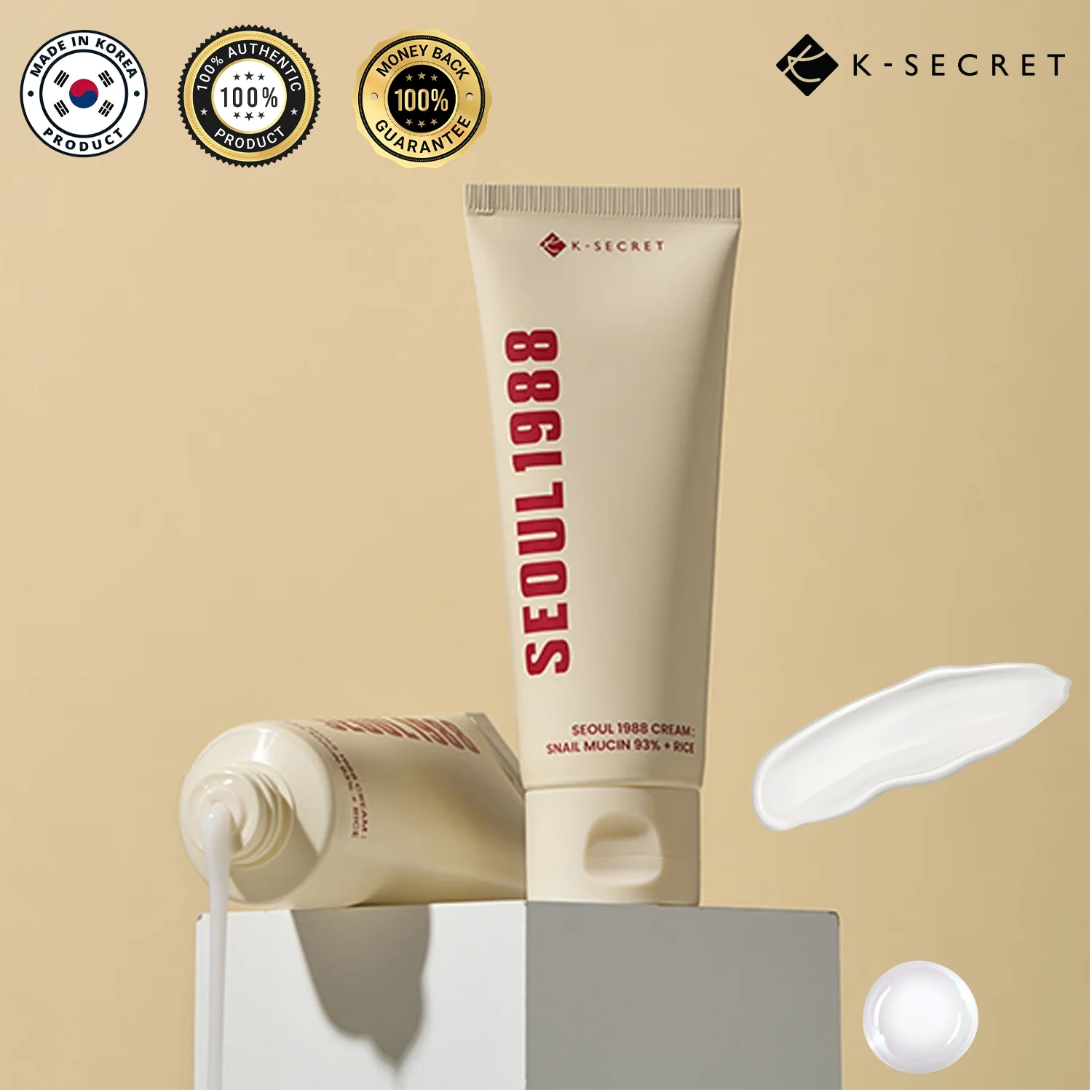 K-SECRET SEOUL 1988 Cream (Snail Mucin 93% + Rice) - 100ml - Image 2
