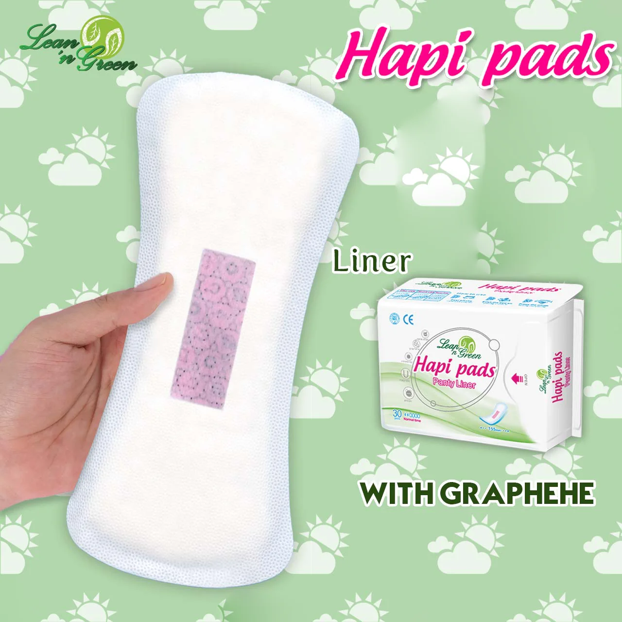 Lean’n Green Hapi Pads Panty Liner Normal Time - 3 pcs Combo Pack (30 Pads Each) - Image 5