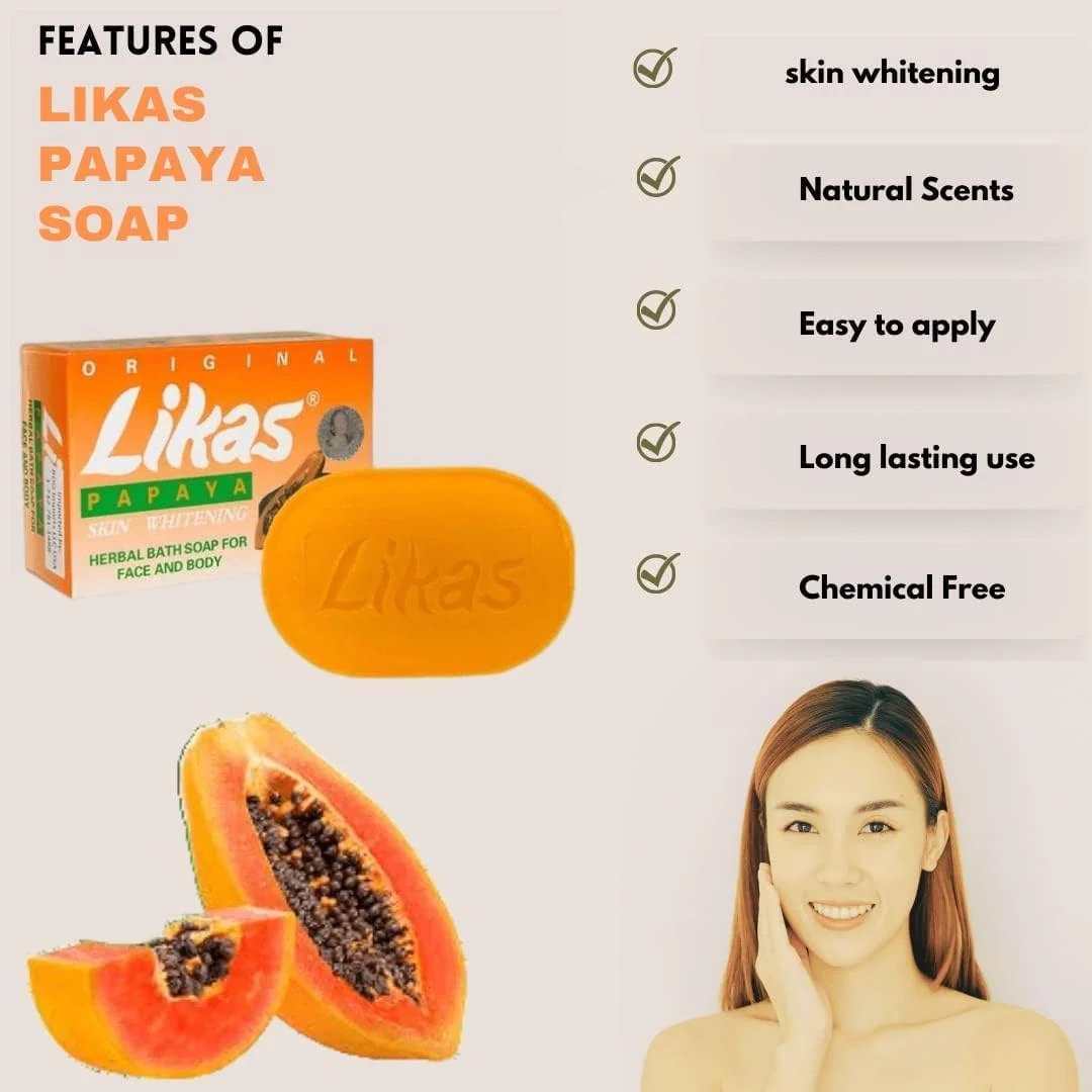 Likas Papaya Skin Brightening Fairness Soap Bathing Bar 135gm - Image 3