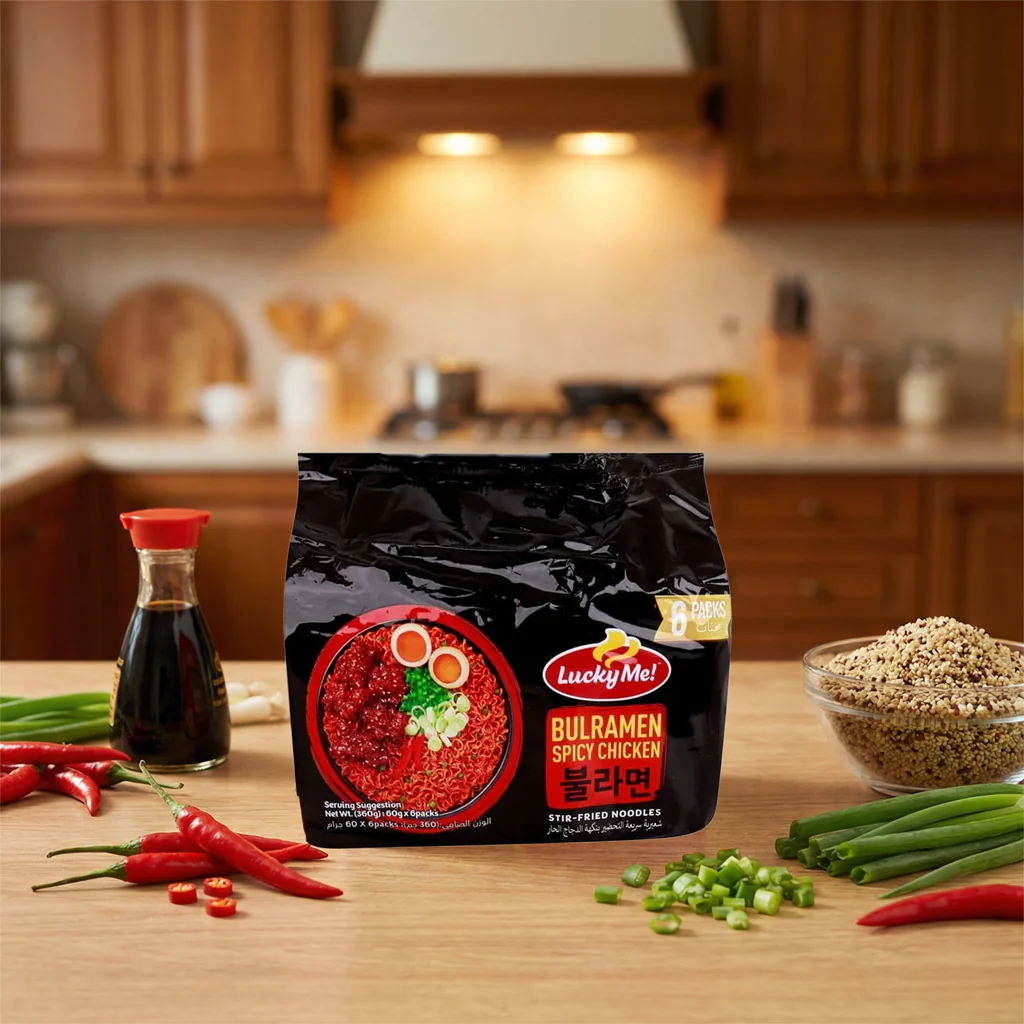 Lucky Me! Bulramen Spicy Chicken Stir-Fried Noodles – 6 x 60g - Image 4