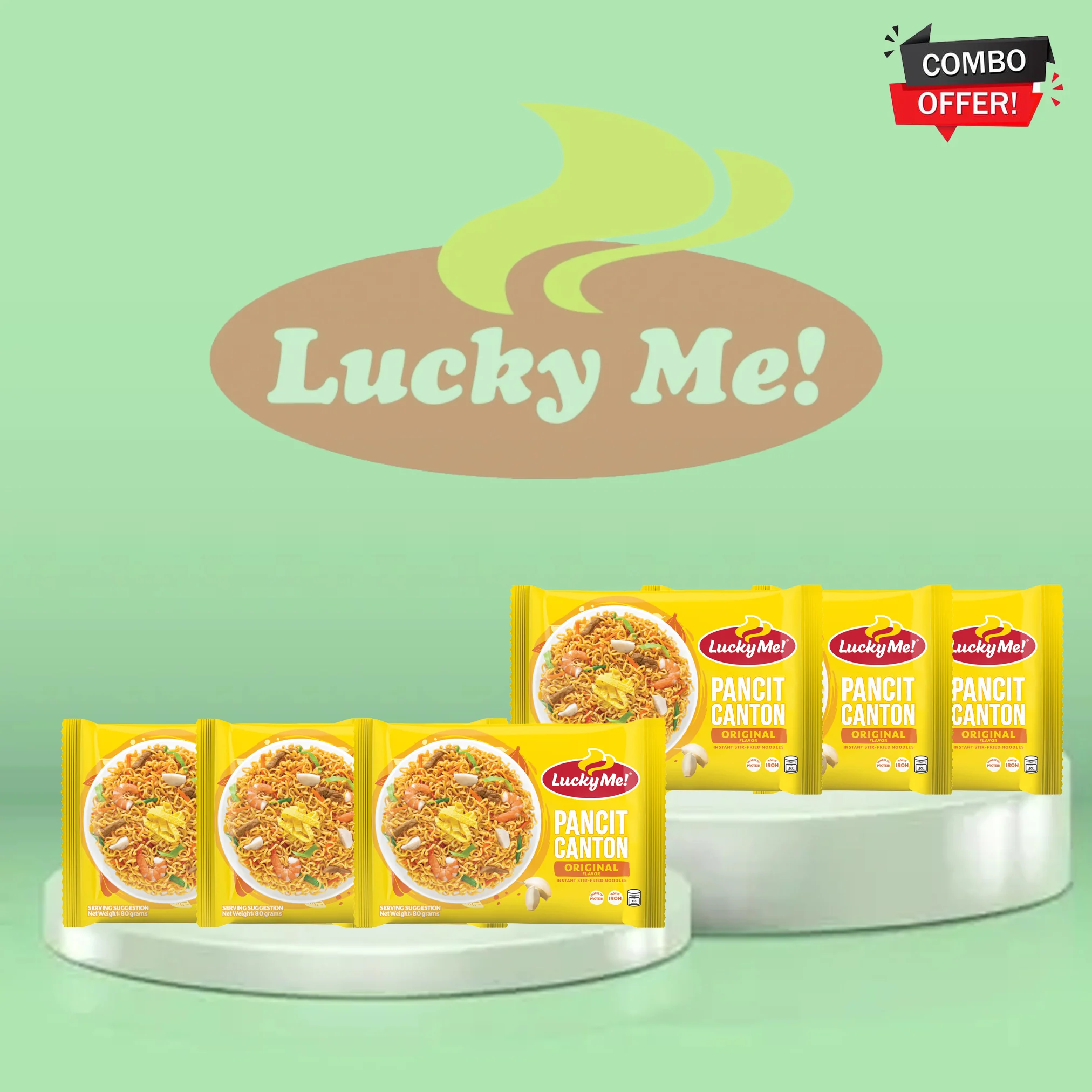 Lucky Me! Pancit Canton Original Flavor Noodles – 80g x 6 Combo Pack - Image 2