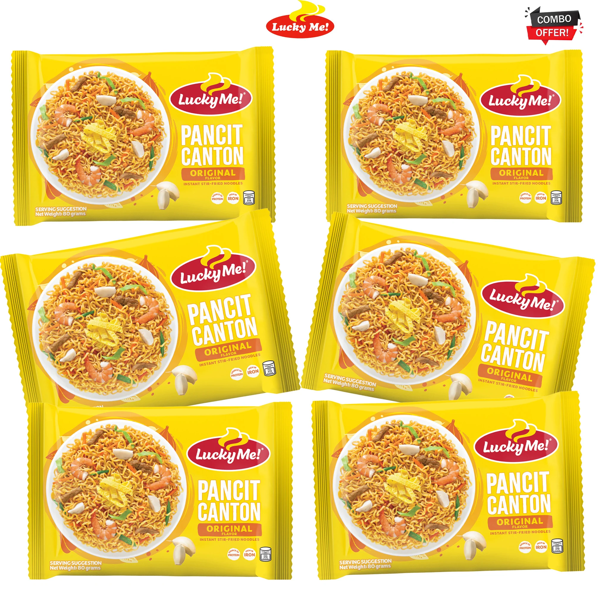 Lucky Me! Pancit Canton Original Flavor Noodles – 80g x 6 Combo Pack - Image 3