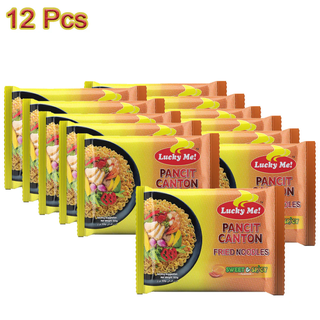lucky me pancit canton sweet&spicy 60g pack of 6(1+1)