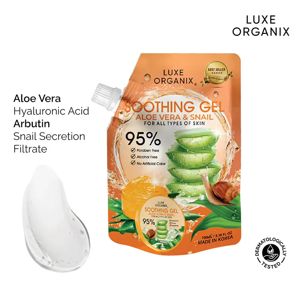 Luxe Organix Aloe Vera & Snail Soothing Gel – 100ml - Image 2