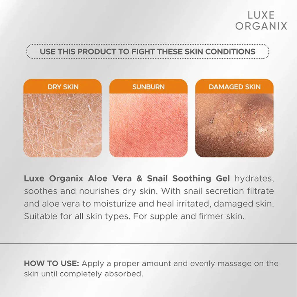 Luxe Organix Aloe Vera & Snail Soothing Gel – 100ml - Image 6