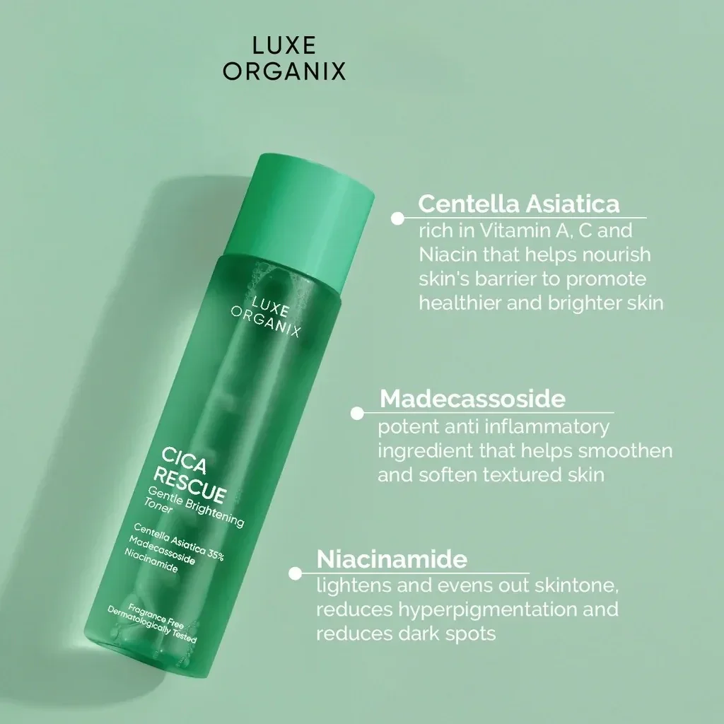 Luxe Organix Cica Rescue Gentle Brightening Toner – 150ml - Image 4