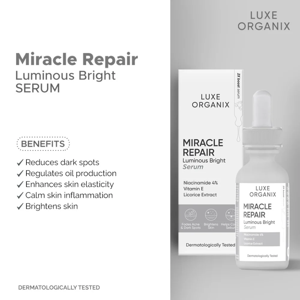 Luxe Organix Miracle Repair Luminous Bright Face Serum - 30ml - Image 6