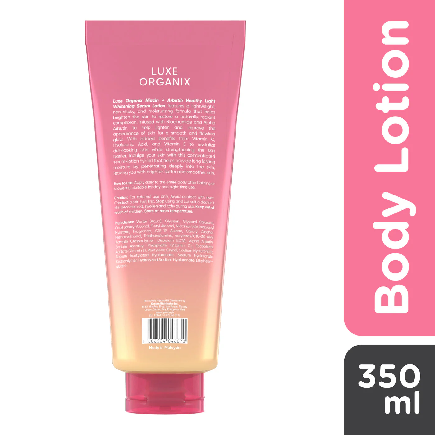 Luxe Organix Niacinamide + Arbutin Healthy Light Whitening Serum Lotion - 350ml - Image 3