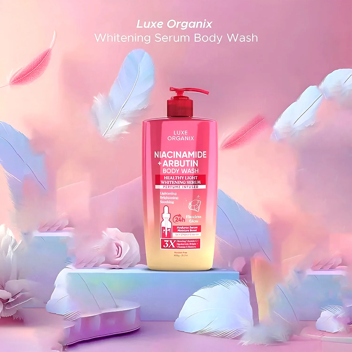 Luxe Organix Niacinamide + Arbutin (Healthy Light Whitening Serum) Body Wash - 1000ml - Image 4