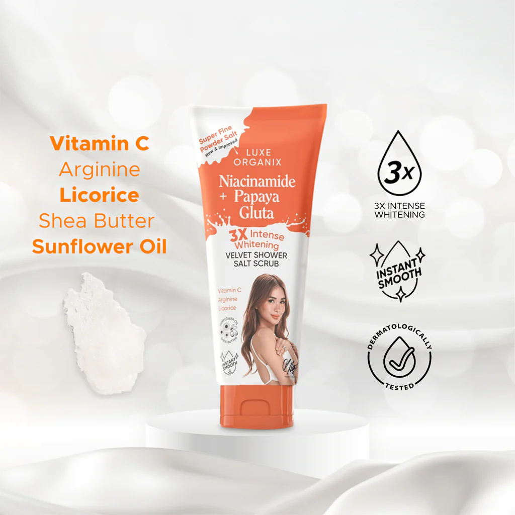 Luxe Organix Niacinamide + Papaya Gluta Velvet Salt Scrub – 320g - Image 4