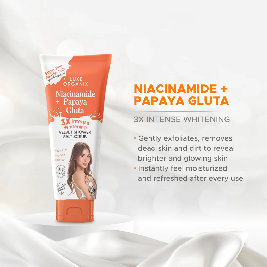 Luxe Organix Niacinamide + Papaya Gluta Velvet Salt Scrub – 320g - Image 7