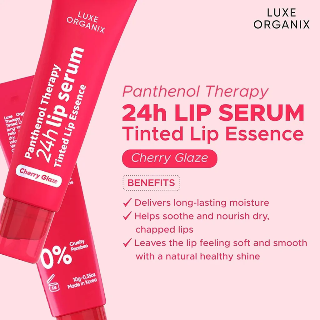 Luxe Organix Panthenol Therapy 24H Lip Serum - Cherry Glaze (10g) - Image 5